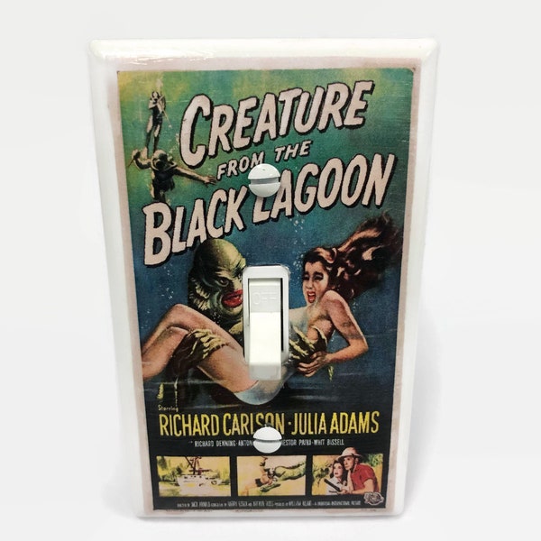 Creature From the Black Lagoon Light Switchplate, Horror Movie Memorabilia, Light Switch Cover, 50s Movie, Housewarming Gift for Horror Fan