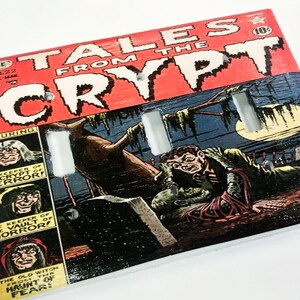 Tales From the Crypt Comic Book Triple Light Switchplate, Light Switch Cover, Comic Book Art, Horror Decor, Housewarming Gift for Horror Fan