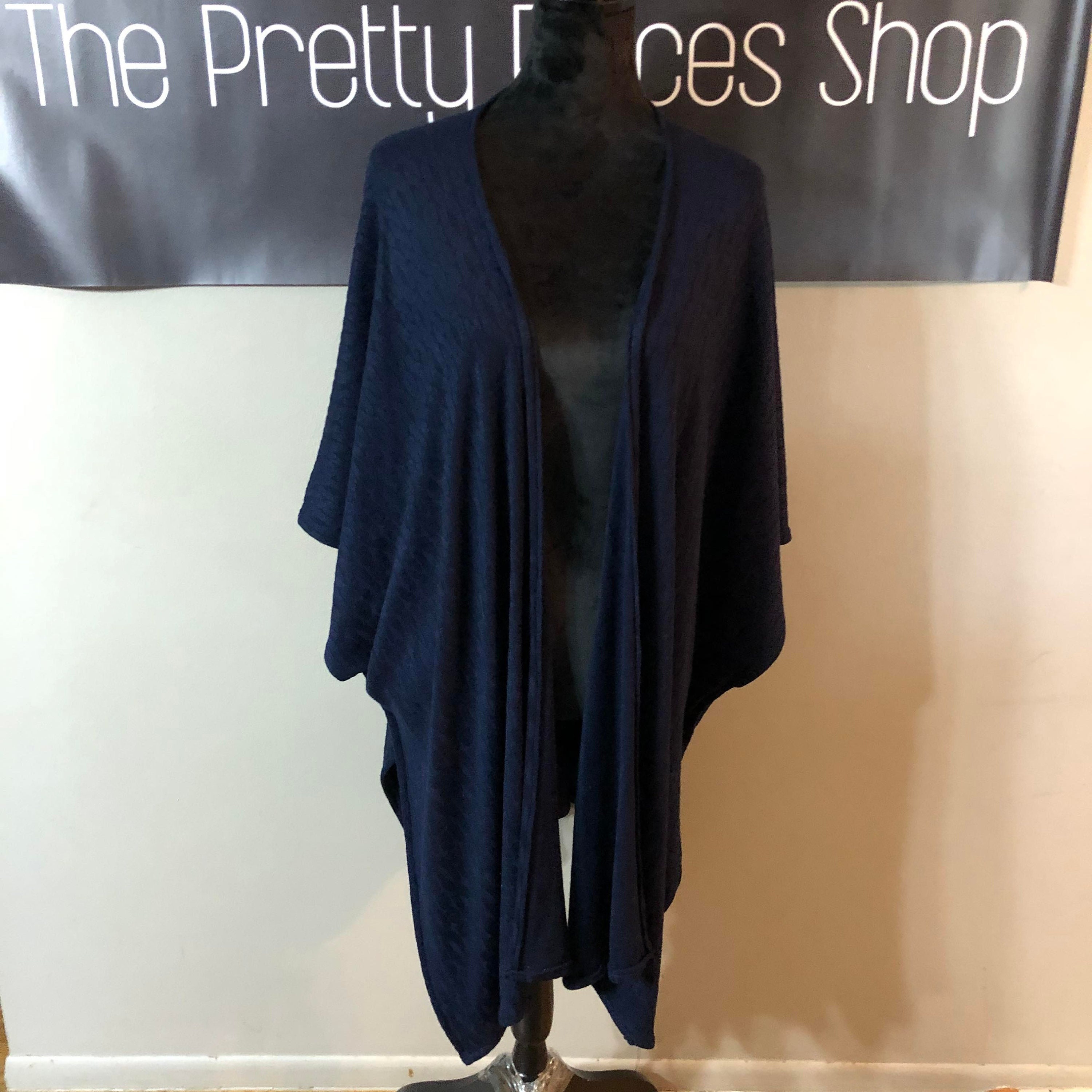 Navy Sweater Kimono Wrap Cover up Wrap 