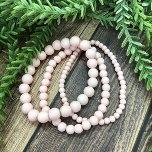 Matte Bead Bracelet - Light Pink - Blush Pink - Pale Pink - Stackable Bracelets - Stretchy
