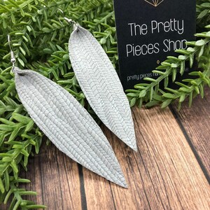 Leather Earrings - Gray Twill - Earrings - Real Leather - Texture