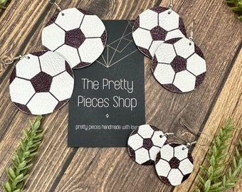 Soccer Earrings | Soccer Ball | Sports | Sports Earrings | Soccer | Soccer Mom | Leather Earrings