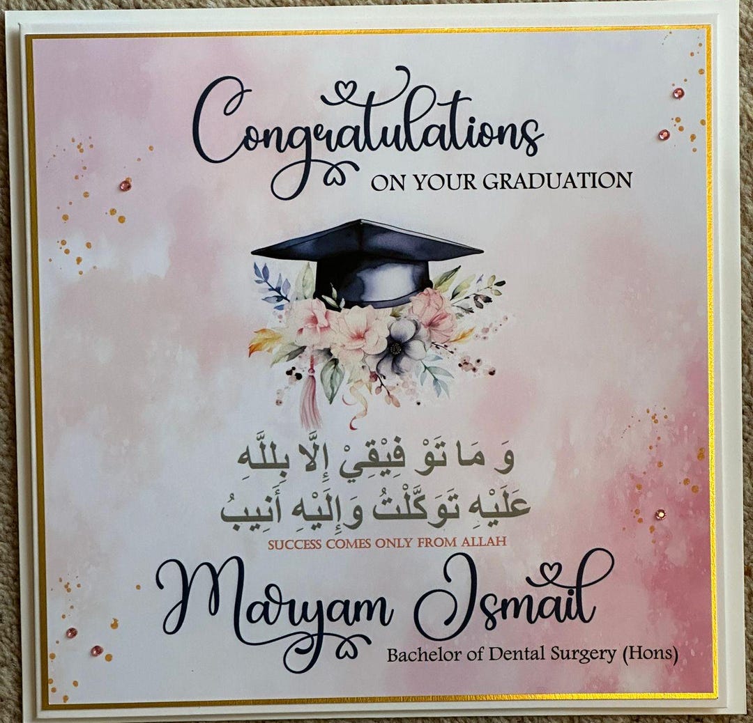 Islamic Uni Graduation Card/personalised/graduation Mubarak Card ...