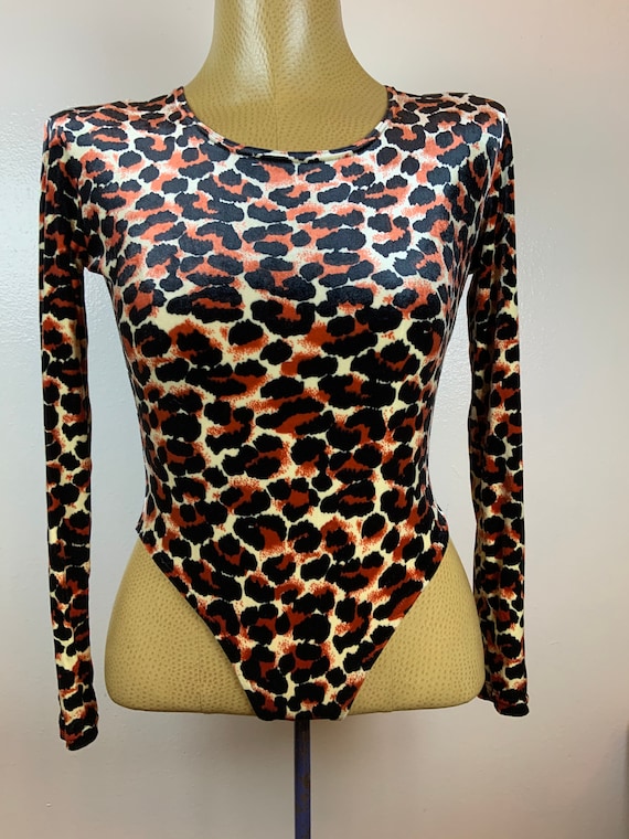 Vintage 1980s Cheetah print velvet body suit - Gem