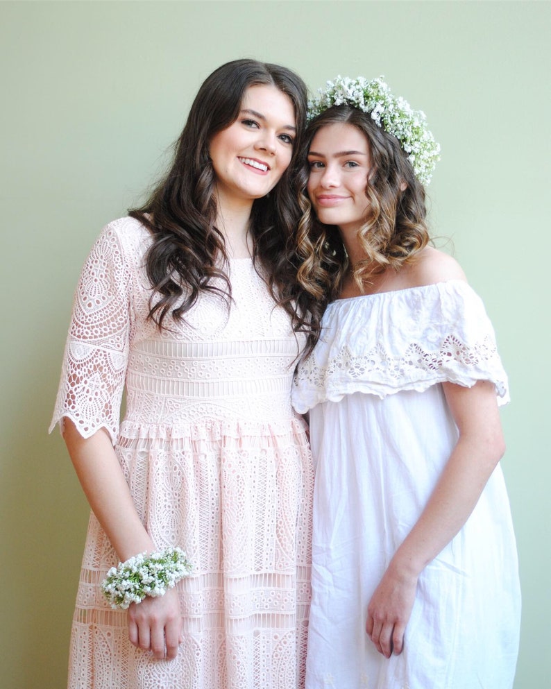 Artificial Flower Crown Fake Babys Breath Flower Crown Faux Flowers Babys Breath Flower Crown Silk Wedding Flower Crown Fake Flowers