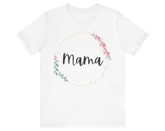 Blumenkranz Mama Shirt, minimalistisches Muttertags-T-Shirt, neue Mutter Geschenk, ästhetische Schwangerschaftsankündigung, Boho Mama Top