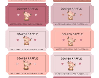 Highland Cow Diaper Raffle Tickets: Boho Baby Shower Game (Printable PDF Download