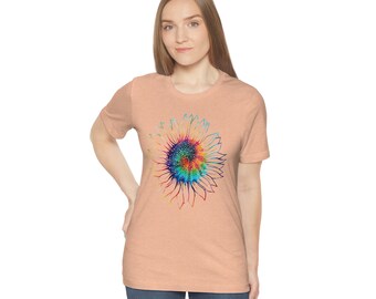 Rainbow Sunflower T-Shirt | Colorful Boho Graphic Tee | Nature Lover & Hippie Style Shirt