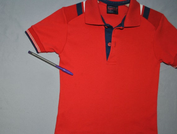 Vintage JCPenny Boys Polo Shirt Size 7 Red Short … - image 7
