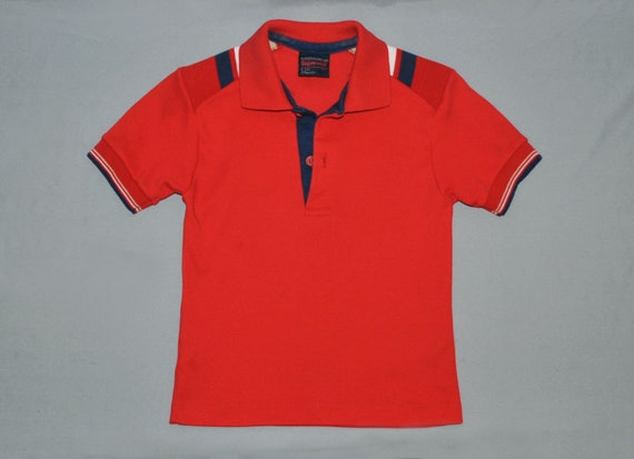 Vintage JCPenny Boys Polo Shirt Size 7 Red Short … - image 1