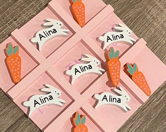 Personalized Easter Tic Tac Toe Game, easter basket stuffer, kids games, personalized Easter gift, Easter present