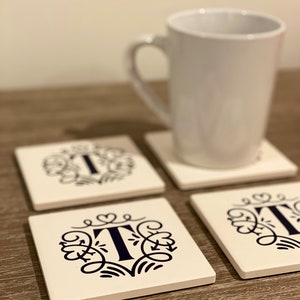 Personalized monogram Coasters, initial coaster, custom coaster,table coasters, coffee coasters, housewarming gift, newlywed new home