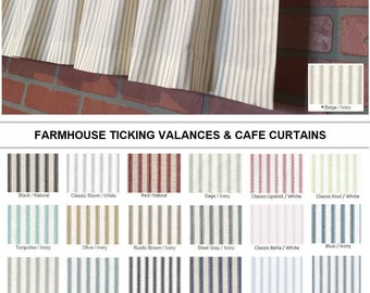 Farmhouse Ticking Stripe Kitchen Cafe Curtains Window Valance Etsy