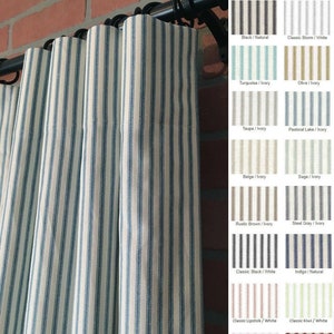 Farmhouse Ticking Stripe Custom Curtains/Drapes -Long Panel or Valance -19 Colors -Flat-Rod Pocket-Grommet - Fast Shipping!