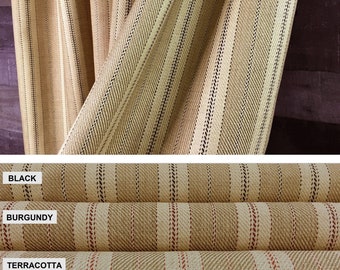 Rustic Farmhouse Curtains/Draperies/Valance-Ticking Stripe Black and Tan, Burgundy-extra wide pre shrunk washed avail- Fast Shipping!