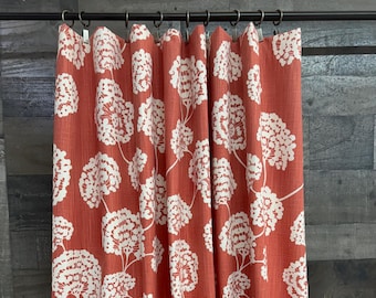 Curtains out of Robert Toile Stems Coral crypton - Pair of 2 panels - Extra wide + long available - Over 4000 fabrics on BestFabricStore.com
