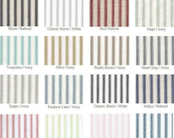 Farmhouse Ticking Stripe Kitchen Cafe Curtains/Window Valance -19 Colors -Flat Panel or Rod Pocket -Custom Curtains -Fast Shipping!