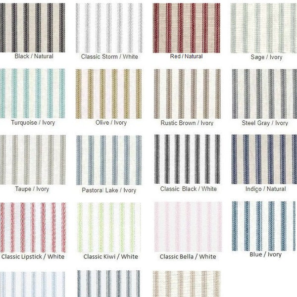 Farmhouse Ticking Stripe Kitchen Cafe Curtains/Window Valance -19 Colors -Flat Panel or Rod Pocket -Custom Curtains -Fast Shipping!