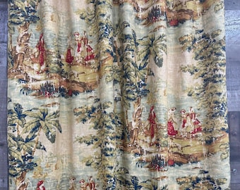 Curtains out of Covington Bosporus Antique Red 137 Toile - Pair 2 panels -Extra wide , extra long avail-4000+ fabrics at BestFabricStore.com