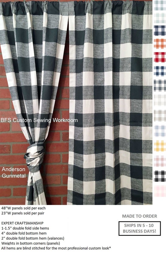 Farmhouse Buffalo Check Plaid Custom Curtains Drapes Or Etsy