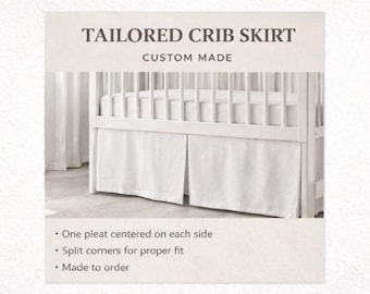 White Cotton Canvas Crib Skirt | Tailored, Single Pleated Style | Custom Made | More fabric @ BestFabricStore.com