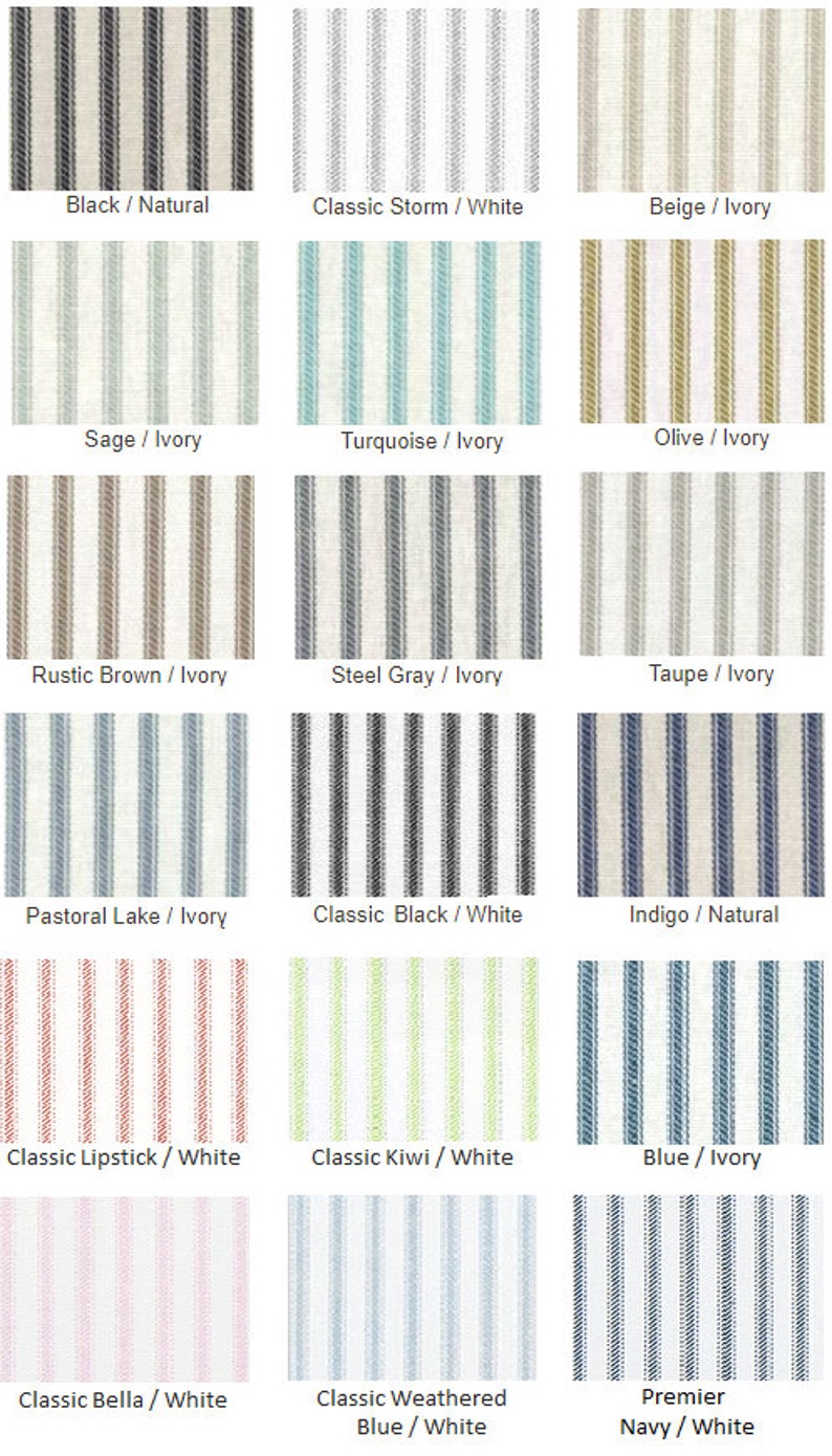 Farmhouse Ticking Stripe Cafe Curtains/Drapes/Valance/Pillow Overall Buckle Tab Top 18 Colors-Custom Curtains Fast Shipping image 2