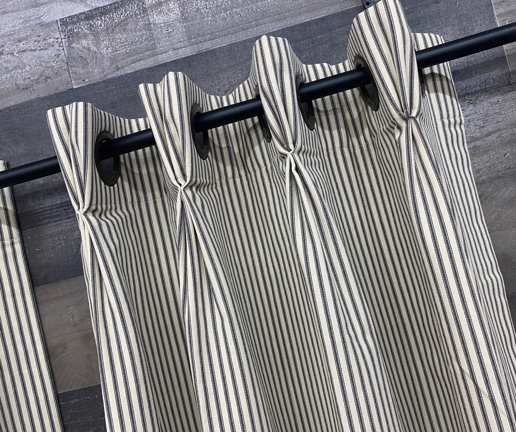 Farmhouse Ticking Stripe Grommet Pleat Cafe Curtains / Drapes Etsy