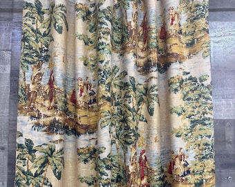 Curtains out of Covington Bosporus Billard 128 Toile - Pair of 2 panels - Extra wide , extra long avail-4000+ fabrics at BestFabricStore.com