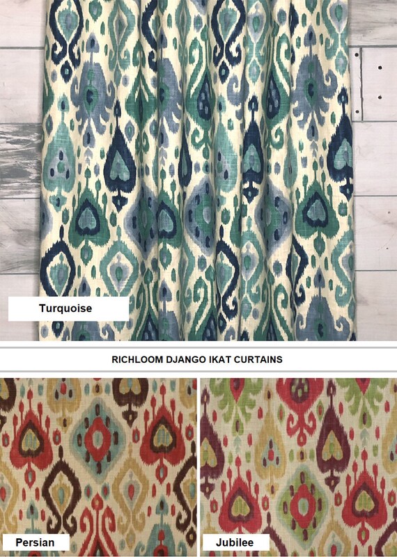 Richloom Django Ikat Custom Curtains Drapes Panel Turquoise Etsy