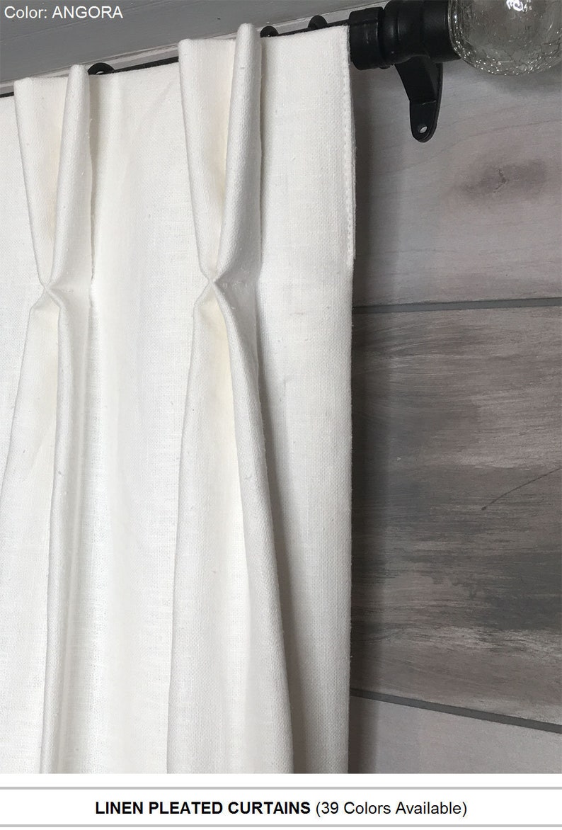 Pleated Linen Curtains Drapes 39 Colors Pinch Pleat Euro Etsy