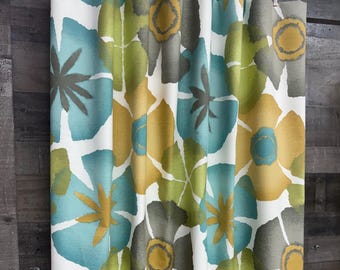 Curtains out of Robert Allen Pure Petals Pool - Pair of 2 panels - Extra wide + long available - Over 4000 fabrics on BestFabricStore.com