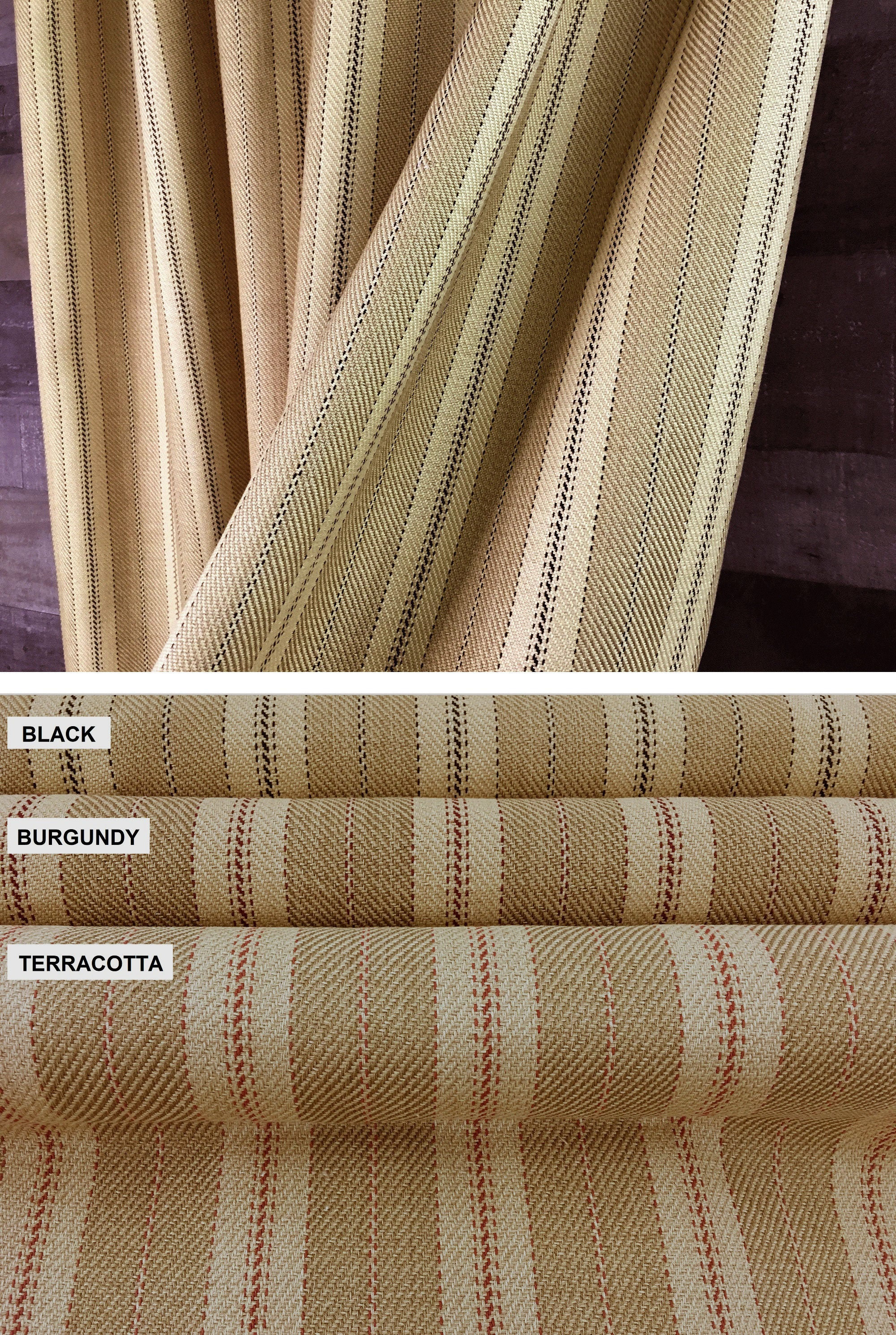 Rustic Drapery Rustic Farmhouse Curtains/draperies/valance-ticking Stripe Black and ...