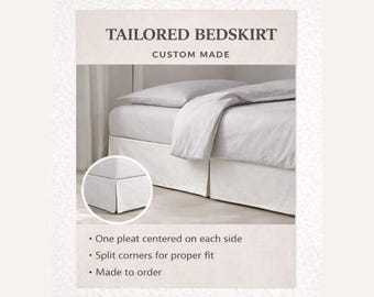 White Cotton Canvas Bed Skirt | Tailored Pleat Style | Custom Made | More fabric @ BestFabricStore.com