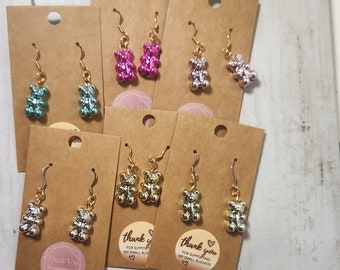 Boucles D'oreilles Ours Gummy Mignons - Style Pendantes, Léger, Fournies Dans Un Sac Cadeau Organza
