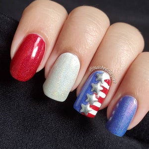 4th of July Custom Press On Nails - America Independence Day Red White and Blue