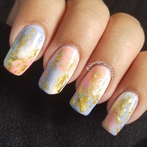Minimalist Cotton Candy with Gold Foil Custom Press on Nails!