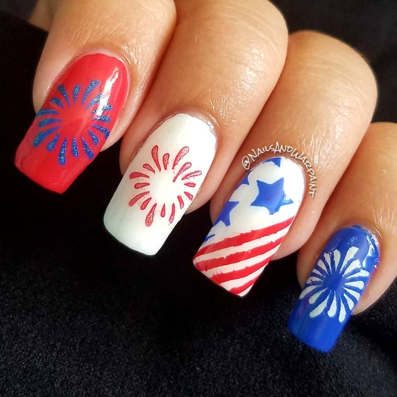 4th of July Custom Press on Nails America Independence Day Red White ...
