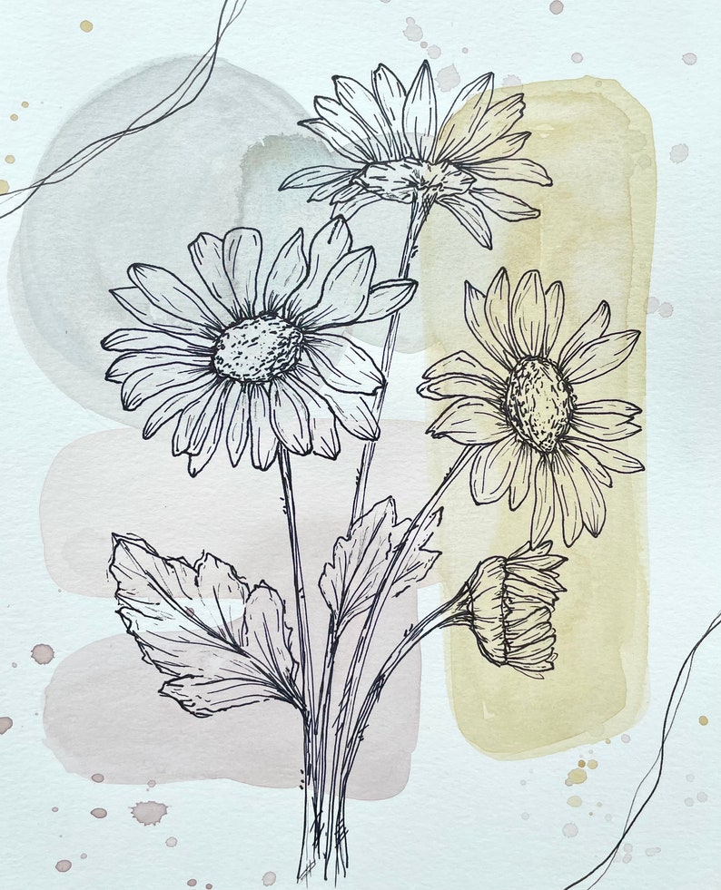 April Birth Month Flower Watercolor Print-daisy 5x7 8x10 - Etsy