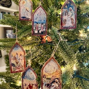 Nativity Scene Acrylic Ornaments, 6 styles, ready to hang