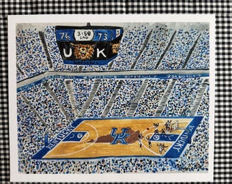 Kentucky Basketball Print-- "Sea of Blue", Rupp Arena Scene, Kentucky Wildcats