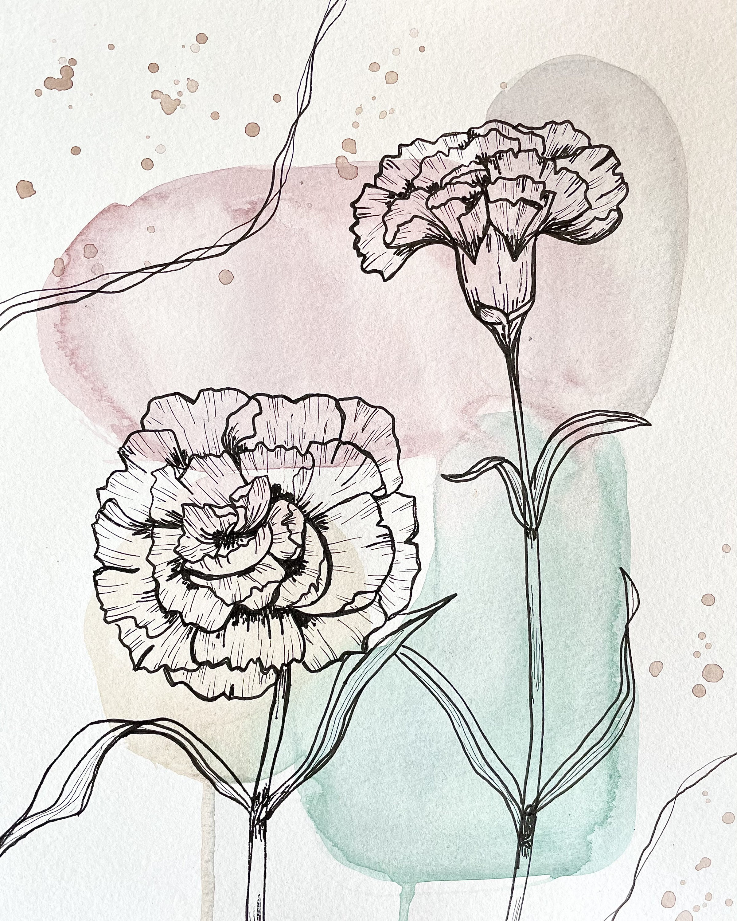 January Birth Month Flower Watercolor PRINT carnation 8x10 | Etsy