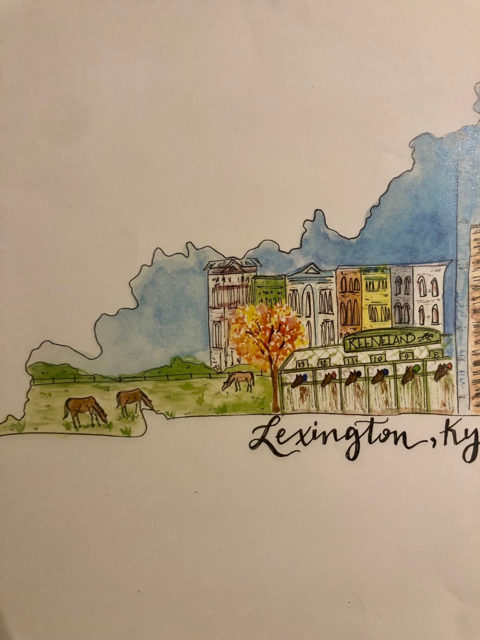 Lexington KY Watercolor Print Available in 8x10 Inches and Etsy