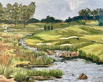 Peaceful Par- art print, golf course, Father's Day gift, golfing art, peace and quiet, green abstract golf course