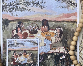 Gathered PRINT, picnic with girlfriends, friendship art, community