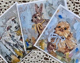 Springtime Baby Animal Prints: Abstract Easter Nursery Art Set