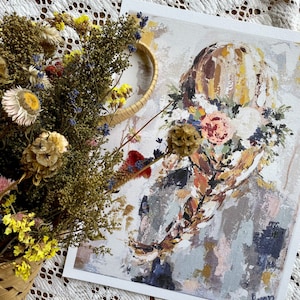 He Calls Me Daughter-PRINT, textured canvas paper, card stock, warm colors, flower crown, boho braid, nursery, daughter, gift, various sizes
