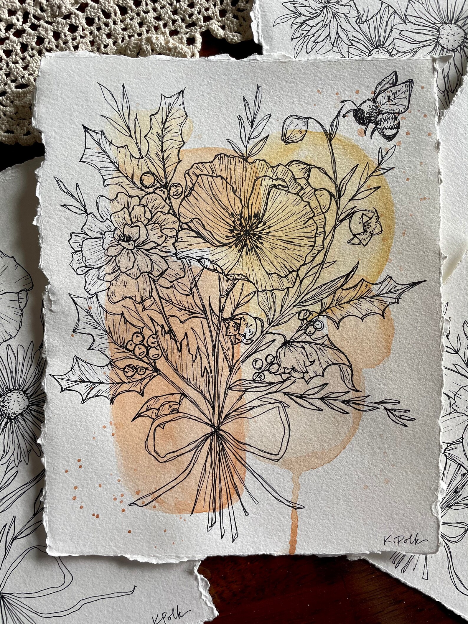 Birth Month Flower Bouquet Original Sketch Limit of 8 Family Etsy