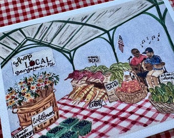 Shop Local Farmer’s Market Watercolor Print —  5x7, 8x10, 11x14