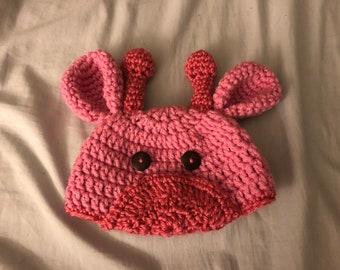 Pink Giraffe Hat - Newborn