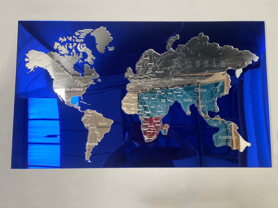 Beautiful World Map Full Mirror Wall Mirror Custom Made 1000x588 - Etsy